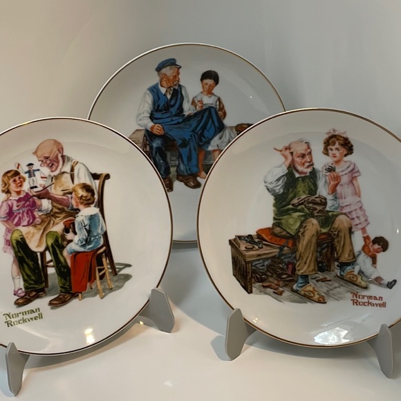 NORMAN ROCKWELL (SET OF THREE) PORCELAIN PLATES - Picture 1 of 11